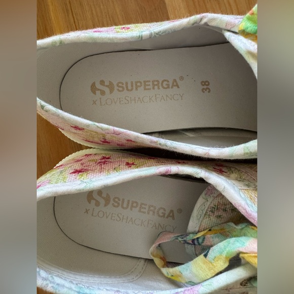 NWT SUPERGA x LoveShackFancy Pastel Canvas Sneakers Size 8 - Picture 6 of 10